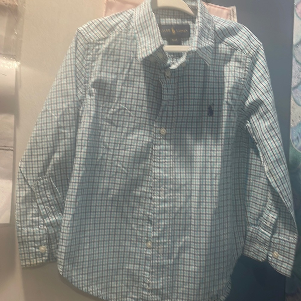 Ralph Lauren # size 3T boy # plaid blue shirt